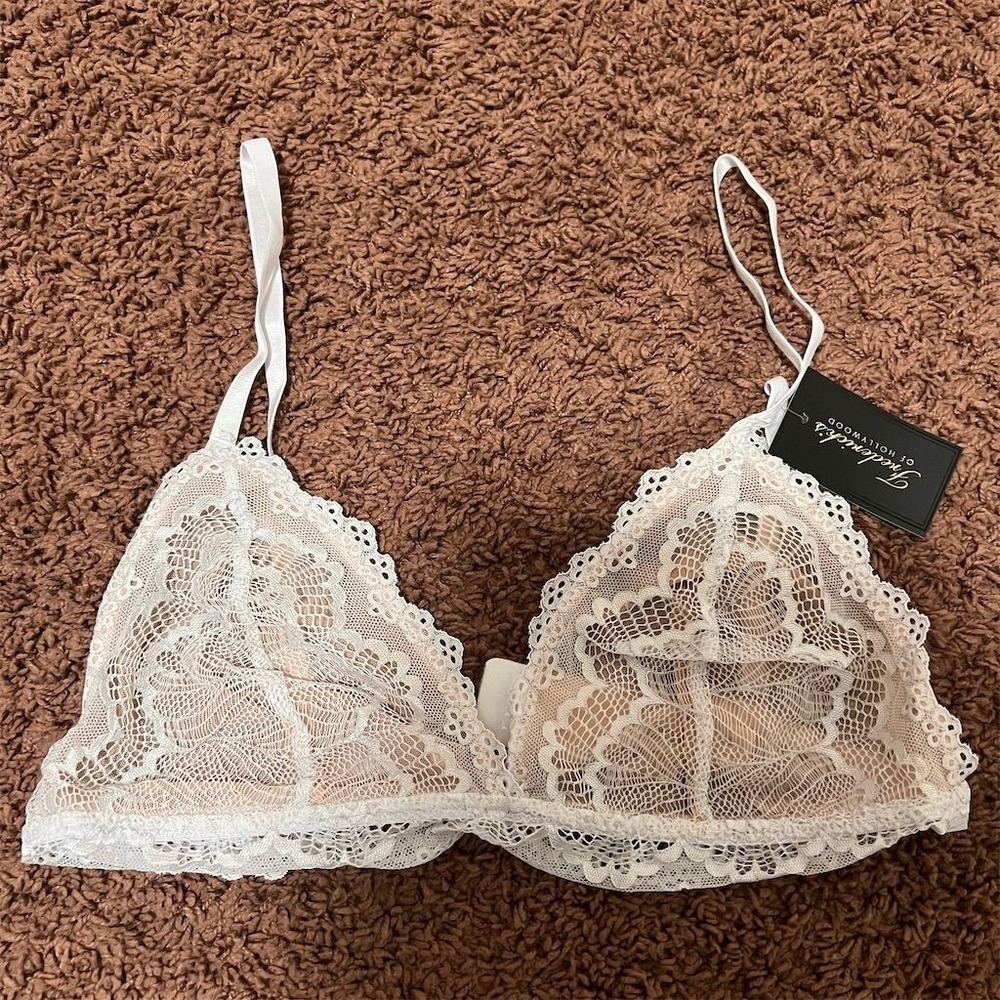 Fredericks Of Hollywood Women White Lace Bralette 1X Non-Wired Adjustable Straps